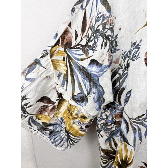 Linen Francesca Bettini Womens Tropical Print Open Front Kimono Cardigan NWT OS - Picture 2 of 11